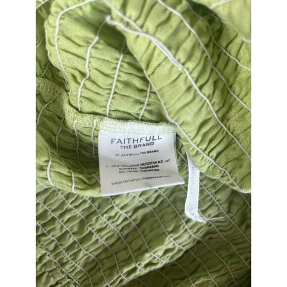 FAITHFULL THE BRAND Lime Green Cette Smocked Mini Dress Size S - Picture 5 of 6
